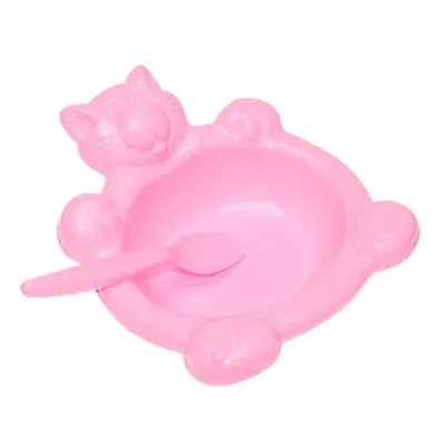 Prato De Bebê Plastibaby Com Colher Rosa Leitoso Prato De Bebê Plastibaby Com Colher Rosa Leitoso