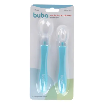 Kit Colher Buba Silicone Com 02 Unidades Azul Kit Colher Buba Silicone Com 02 Unidades Azul