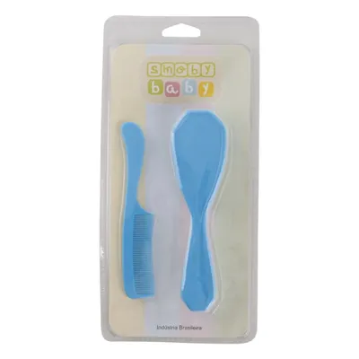 Pente e Escova para Bebê Azul Sem Estampa