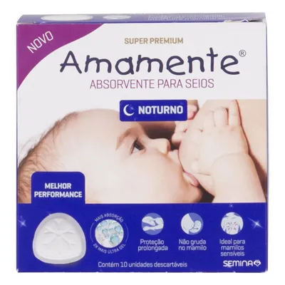 Absorvente Para Seios Noturno Mamãe 10 Unidades 19048 Absorvente Para Seios Noturno Mamãe 10 Unidades 19048