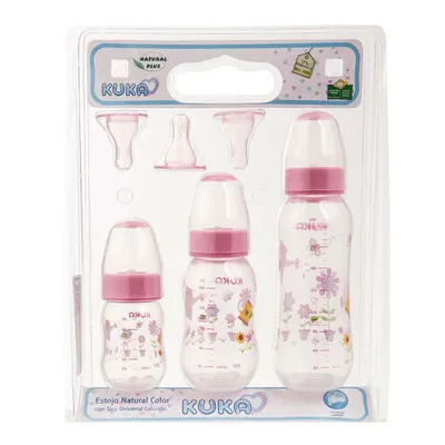 Kit Estojo Mamadeira Redonda Natural Color Com 3