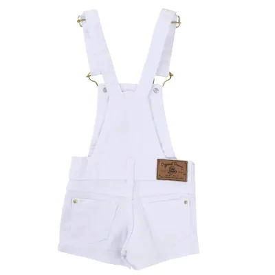 Jardineira Curta Din Don Sarja Com Detalhe De Babado No Bolso Jardineira Curta Din Don Sarja Com Detalhe De Babado No Bolso