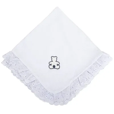 Manta Baby Joy Com Renda Bordado Ursos Manta Baby Joy Com Renda Bordado Ursos
