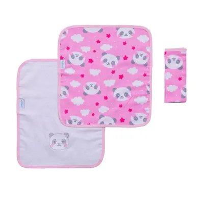 Toalha De Boca Incomfral Bambi Estampa Panda Menina Com 03 Peças