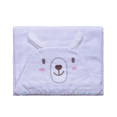 Toalha Com Capuz Baby Joy Felpa Bordada Lhama