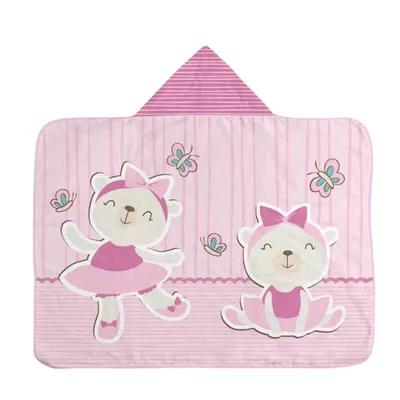 Toalha De Banho Com Capuz Incomfral Bambi Ursa Bailarina 67x90
