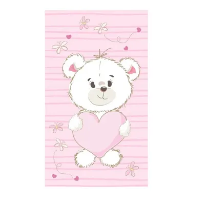 Toalha De Banho Incomfral Bambi Kids Ursa E Coração  70 x 120
