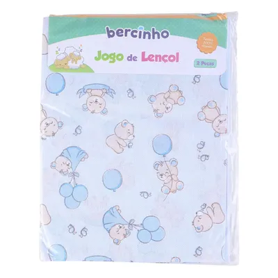 Jogo De Lençol Incomfral Bercinho 02 Peças Estampa Urso Balões