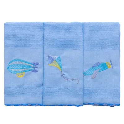 Pano De Boca Incomfral Bambi 03 Peças Pinte E Borde Azul