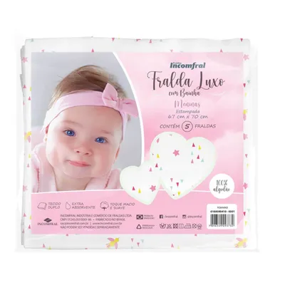 Fralda Incomfral Luxo Estampada Com Bainha 05 Peças