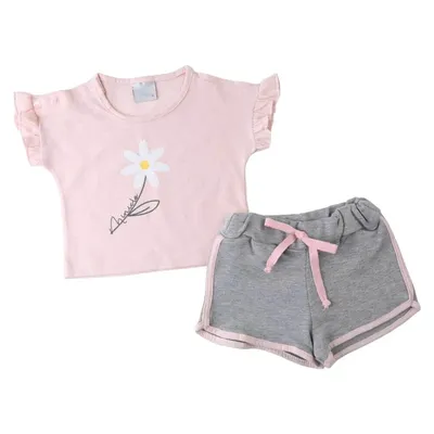 Conjunto Bebê Miniclo Blusa Estampa Flor + Shorts Básico Conjunto Bebê Miniclo Blusa Estampa Flor + Shorts Básico
