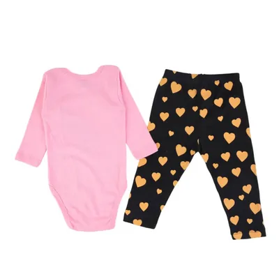 Conjunto Bebê Dengos E Cia Estampa Coração - 03 Peças