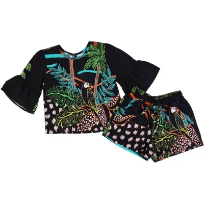 Conjunto Infantil Kookabu Blusa Estampa Coqueiro + Shorts