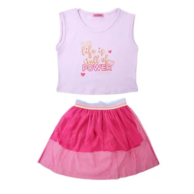 Conjunto Infantil Kookabu Regata Estampada + Saia Com Tule