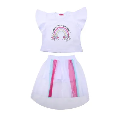 Conjunto Infantil Kookabu Blusa Estampa Arco Íris + Shorts Saia Tule Conjunto Infantil Kookabu Blusa Estampa Arco Íris + Shorts Saia Tule