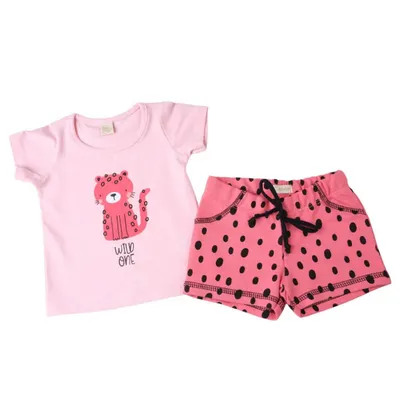 Conjunto Bebê Din Don Blusa Wild One + Shorts Estampado Conjunto Bebê Din Don Blusa Wild One + Shorts Estampado