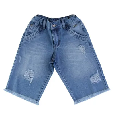Bermuda Jeans Infantil Gijo Kids Detalhe Rasgado Bermuda Jeans Infantil Gijo Kids Detalhe Rasgado