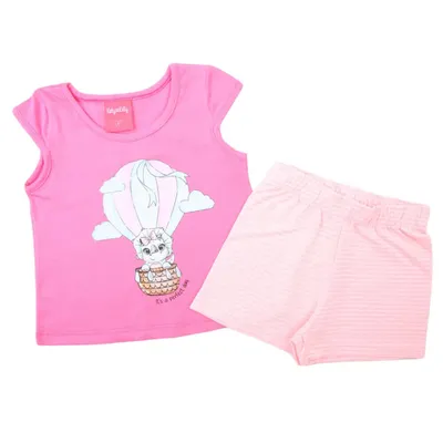 Conjunto Bebê Kely Kety Blusa Estampa Dina Happy + Shorts Conjunto Bebê Kely Kety Blusa Estampa Dina Happy + Shorts