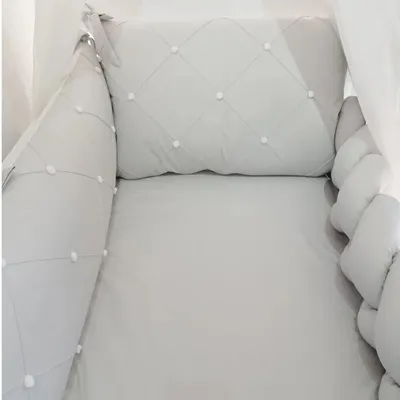 Kit Berço Art Bebê Pompom - 07 Peças Kit Berço Art Bebê Pompom - 07 Peças