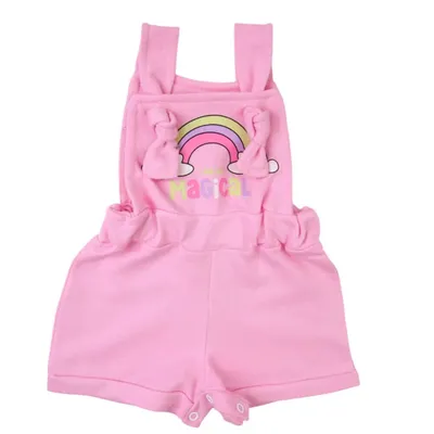 Jardineira Bebê Livy Detalhe Arco Íris Magical + Blusa Básica Jardineira Bebê Livy Detalhe Arco Íris Magical + Blusa Básica