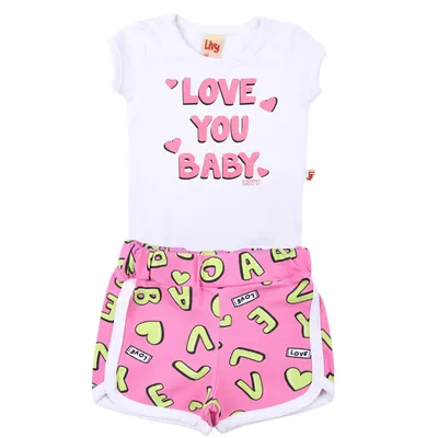 Conjunto Bebê Livy Body Estampa Love You + Shorts Estampado Conjunto Bebê Livy Body Estampa Love You + Shorts Estampado