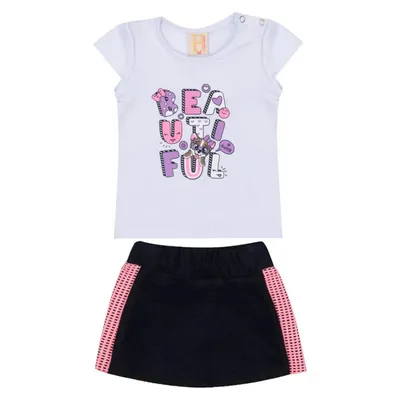 Conjunto Bebê Hrradinhos Blusa Estampada + Saía Moletom Conjunto Bebê Hrradinhos Blusa Estampada + Saía Moletom