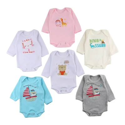 Kit Body Bebê Top Chot Suedine Estampado - 06 Peças Kit Body Bebê Top Chot Suedine Estampado - 06 Peças