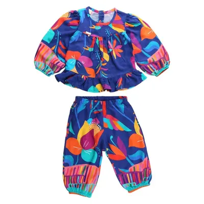 Conjunto Bebê Din Don Blusa Manga Longa Floral + Calça Conjunto Bebê Din Don Blusa Manga Longa Floral + Calça