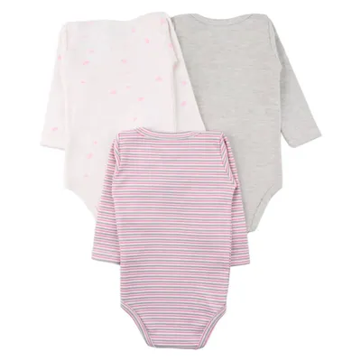 Kit Body Manga Longa Kiko Baby Estampa Gata - 03 Peças