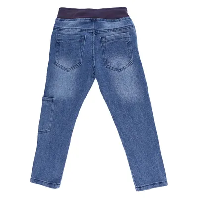 Calça Jogger Jeans Infantil Gijo Com Bigodes E Bolso Lateral Calça Jogger Jeans Infantil Gijo Com Bigodes E Bolso Lateral