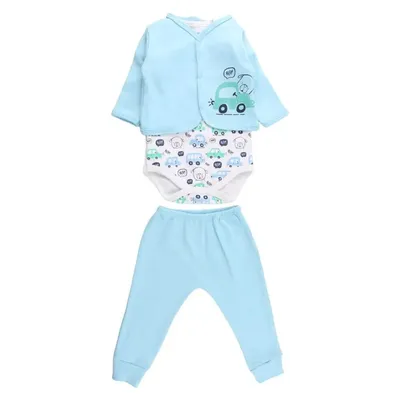 Conjunto Bebê Club Kids Bordado Carros - 03 Peças