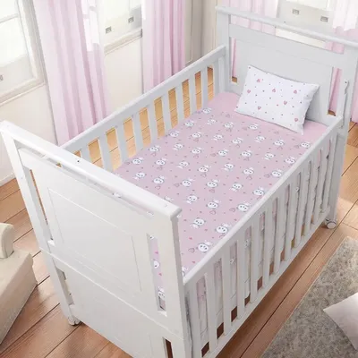 Jogo Lençol Para Berço Americano Bublim Panda - 03 Peças Jogo Lençol Para Berço Americano Bublim Panda - 03 Peças