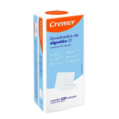 Algodão Quadrado Cremer - 100 Unidades