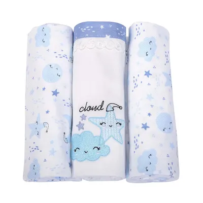 Kit Manta Cueiro Rolinho Minasrey Alvinha Cloud - 03 Unidades