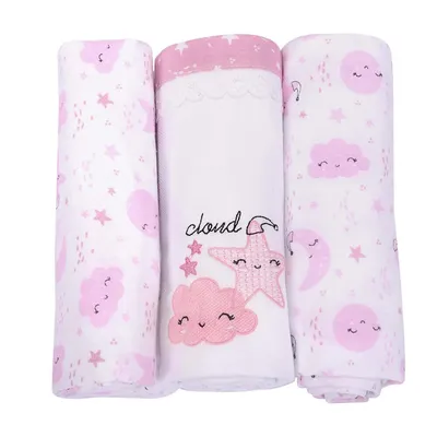 Kit Manta Cueiro Rolinho Minasrey Alvinha Cloud - 03 Unidades