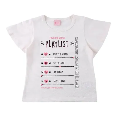 Blusa Infantil Color Mini Estampa Playlist Com Babados