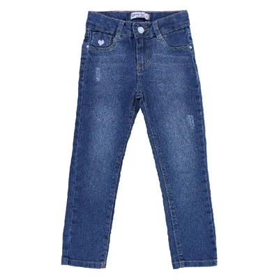 Calça Jeans Infantil Garota Lua Skinny Com Puídos