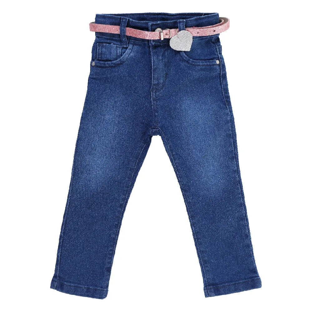 Calça Jeans Bebê Clube Do Doce Skinny Com Cinto