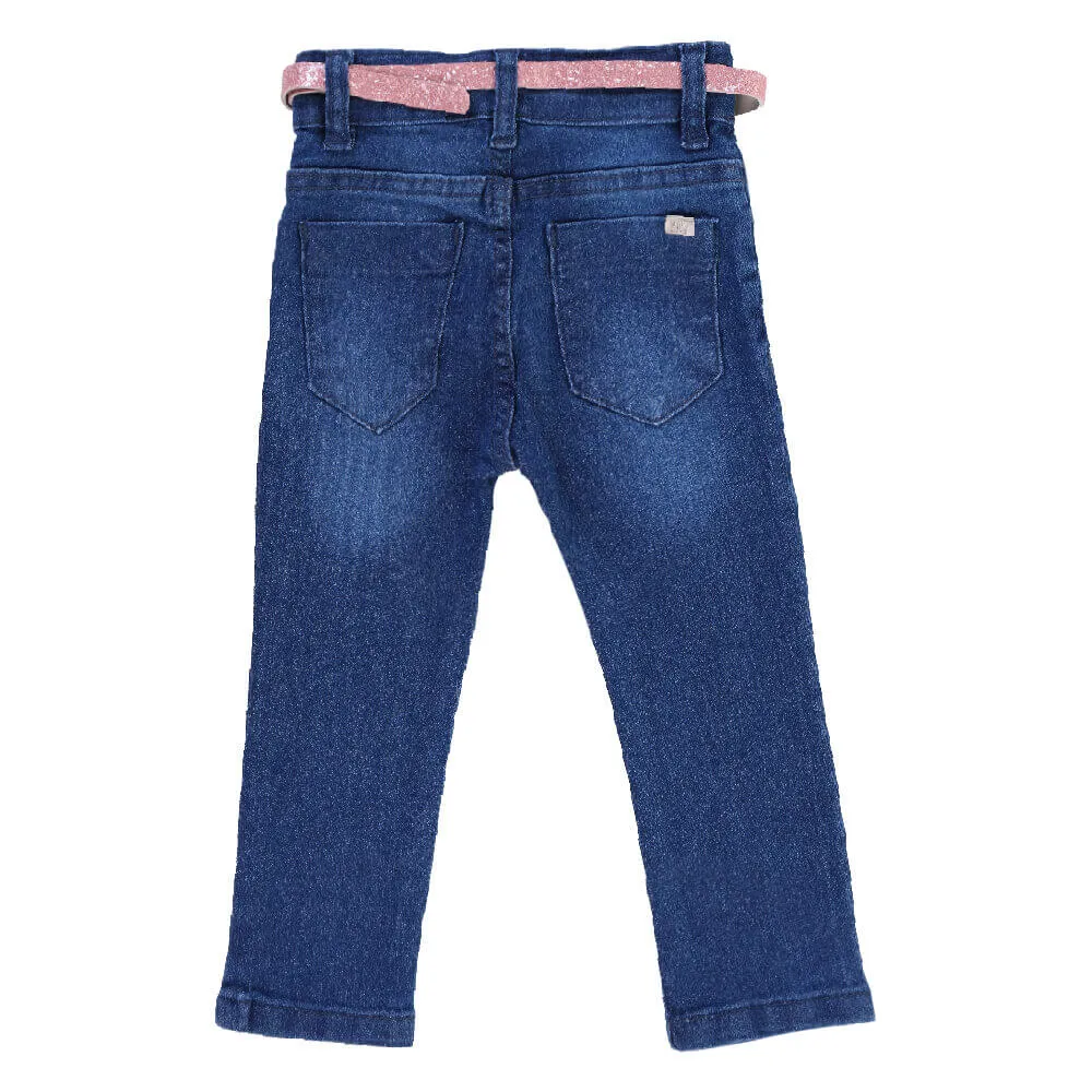 Calça Jeans Bebê Clube Do Doce Skinny Com Cinto