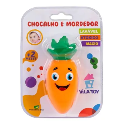 Chocalho E Mordedor Bebê Vila Toy Cenoura Chocalho E Mordedor Bebê Vila Toy Cenoura