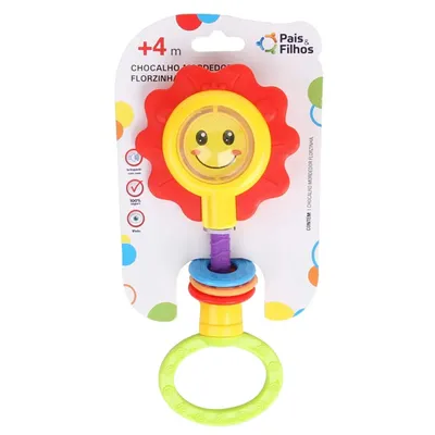 Chocalho Mordedor Pais E Filhos Florzinha Com Rosto Rotável
