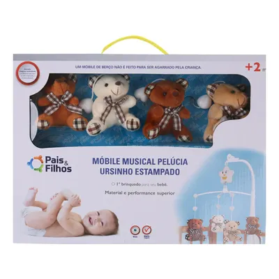 Móbile Musical Pais E Filho Pelúcia Ursinho Estampado Sortido Móbile Musical Pais E Filho Pelúcia Ursinho Estampado Sortido