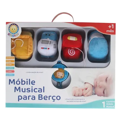 Móbile Kit Star Em Pelúcia Giratório Musical Carrinhos