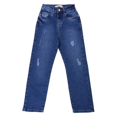 Calça Jeans Wide Leg Infantil Tom Ery Used Com Puídos