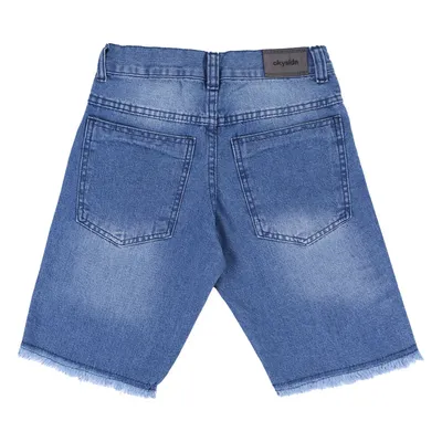 Bermuda Jeans Juvenil Okyside Puídos E Barra Desfiada Bermuda Jeans Juvenil Okyside Puídos E Barra Desfiada