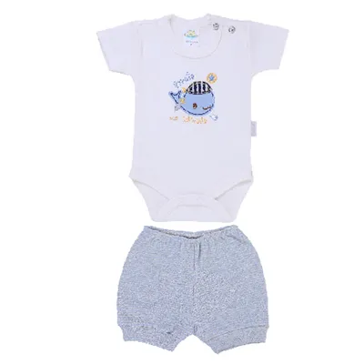 Conjunto Bebê Puro Carinho Bordado Baleia - 2 Peças