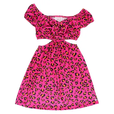 Vestido Juvenil Pami Cut Out Estampa Oncinha Vestido Juvenil Pami Cut Out Estampa Oncinha