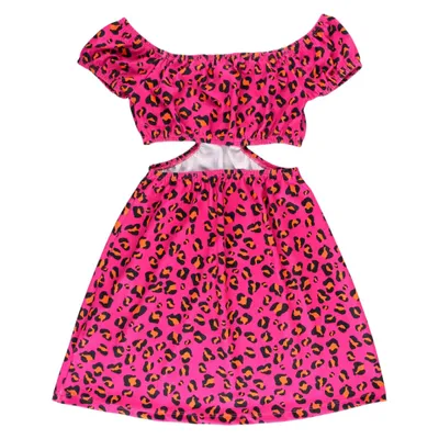 Vestido Juvenil Pami Cut Out Estampa Oncinha Vestido Juvenil Pami Cut Out Estampa Oncinha