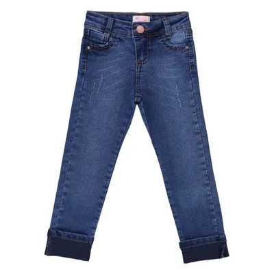 Calça Jeans Infantil Color Girl Detalhes Puídos