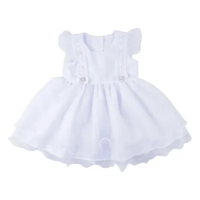 Vestido De Festa Bebê Din Don Quipir Com Pérolas E Tule Vestido De Festa Bebê Din Don Quipir Com Pérolas E Tule